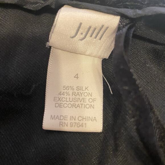 VTG J Jill Silk Rayon Crushed Velvet Skirt Women Sz 4 Black Ruffle Goth Grunge - Picture 4 of 9